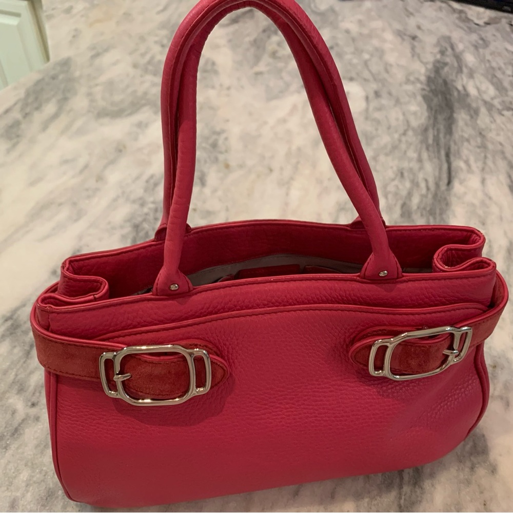 Cole Hann Small Hot Pink Satchel with Silver Hardware - Sleek & Classy!